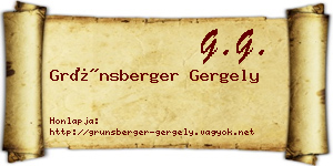Grünsberger Gergely névjegykártya